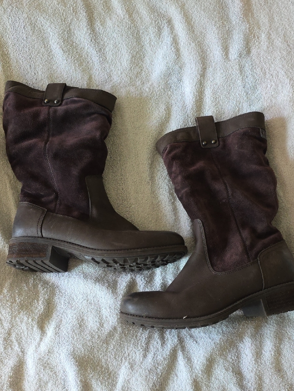 UGG Women's Brown Suede & Leather Mid-Calf Boots